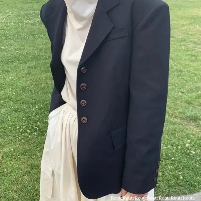 [BUNJANG] Basil Solid Jacket - Navy / 바질 솔리드 자켓 - 네이비