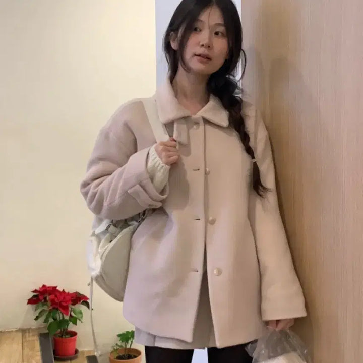[BUNJANG] Oinii Hana Half Wool Coat - Light Pink / [미개봉 새제품] 오이니 하나 하프 코트 연핑크. 울 코트 oinii