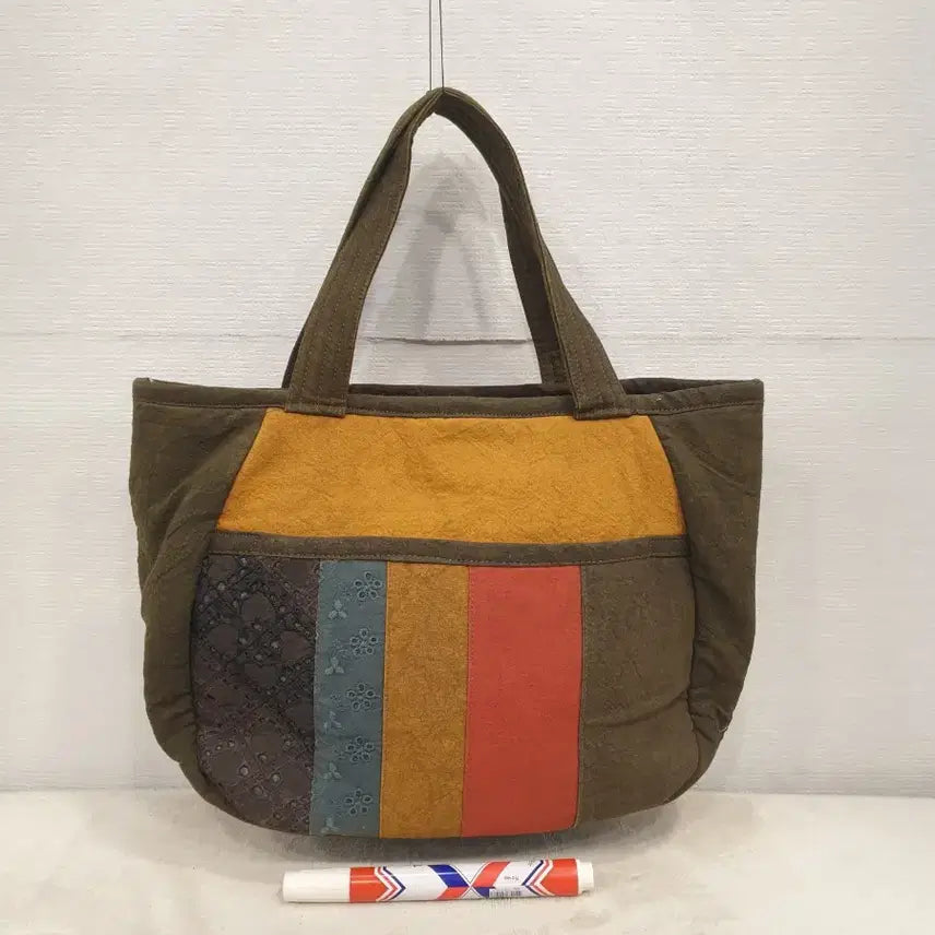 [BUNJANG] Handmade Color-blocked Floral Tote Bag / 천연염색 수제 배색 꽃 토트백