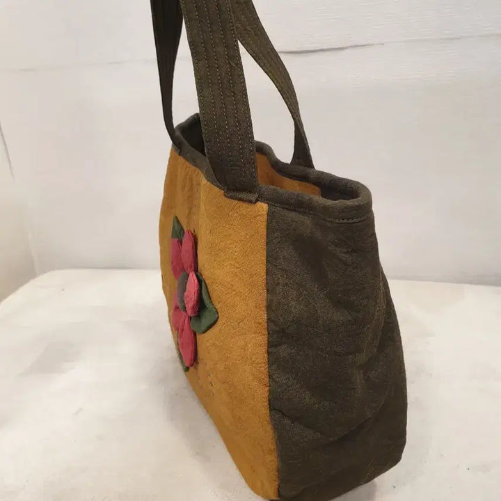 [BUNJANG] Handmade Color-blocked Floral Tote Bag / 천연염색 수제 배색 꽃 토트백