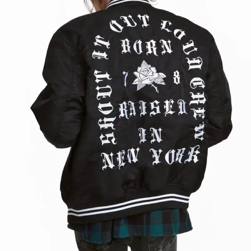 [BUNJANG] H&M Embroidered Stadium Bomber Jacket (M) / (땡처리)H&M 자수 스타디움 (M)95-100