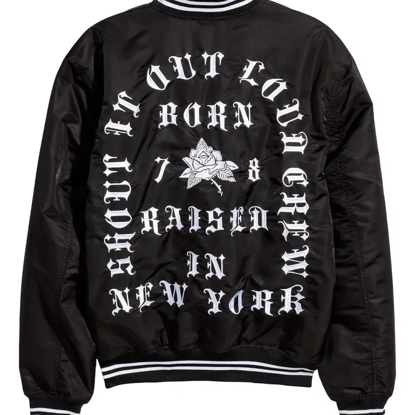 [BUNJANG] H&M Embroidered Stadium Bomber Jacket (M) / (땡처리)H&M 자수 스타디움 (M)95-100