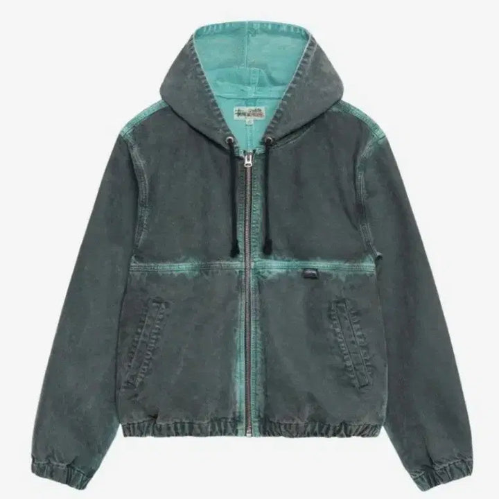 [BUNJANG] Stussy Spray Dye Hood Work Jacket M Black / 스투시 스프레이 다이 후드 워크자켓 M 자켓 블랙 qwer 쵸단 착용