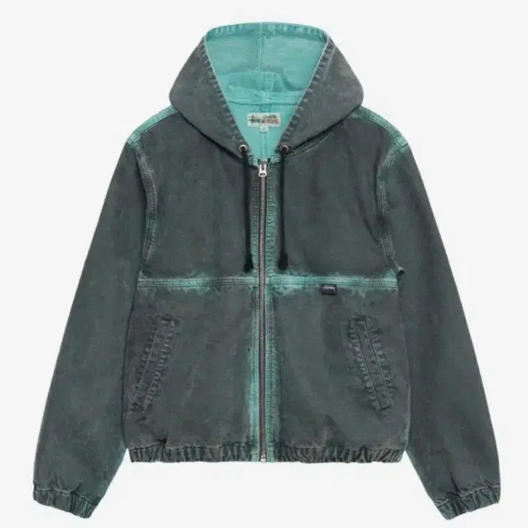 [BUNJANG] Stussy Spray Dye Hood Work Jacket M Black / 스투시 스프레이 다이 후드 워크자켓 M 자켓 블랙 qwer 쵸단 착용
