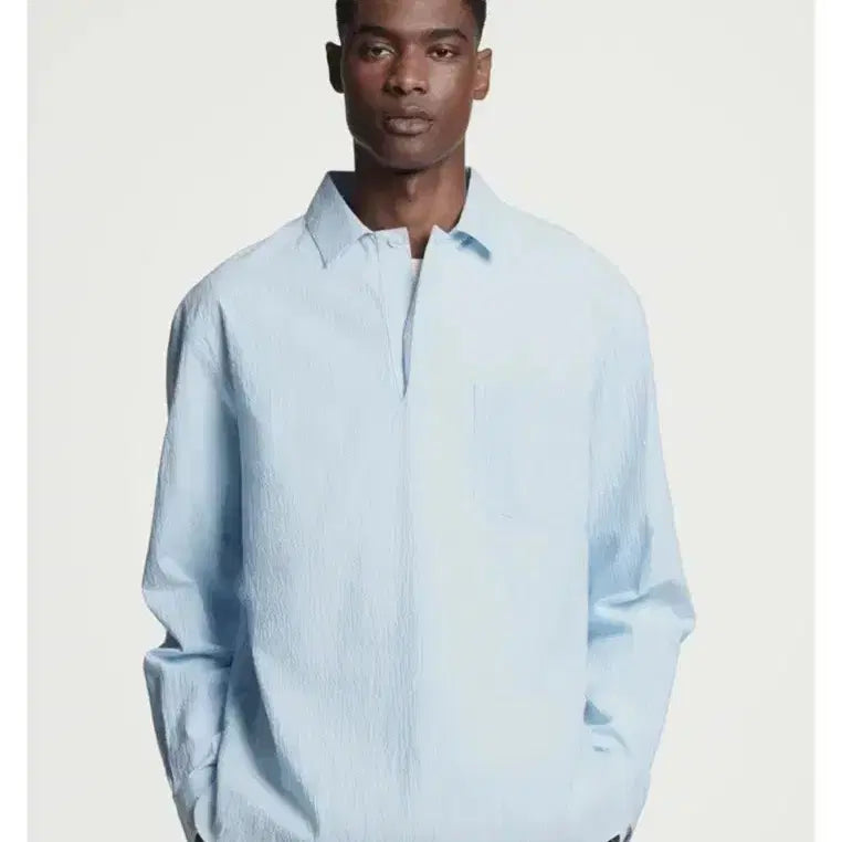 [BUNJANG] COS Cotton Seersucker Popover Shirt M / COS 코스 코튼 시어서커 팝오버 셔츠 M