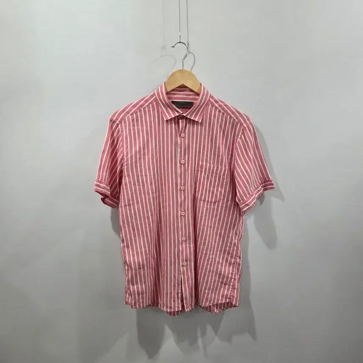 [BUNJANG] Givenchy Striped Linen Short Sleeve Shirt / 지방시 스트라이프 린넨 반팔셔츠 100
