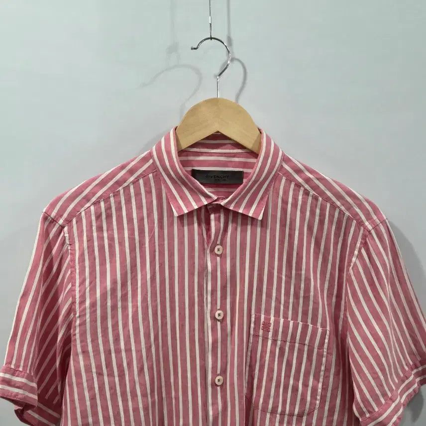 [BUNJANG] Givenchy Striped Linen Short Sleeve Shirt / 지방시 스트라이프 린넨 반팔셔츠 100