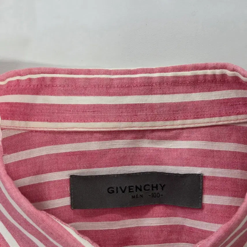 [BUNJANG] Givenchy Striped Linen Short Sleeve Shirt / 지방시 스트라이프 린넨 반팔셔츠 100