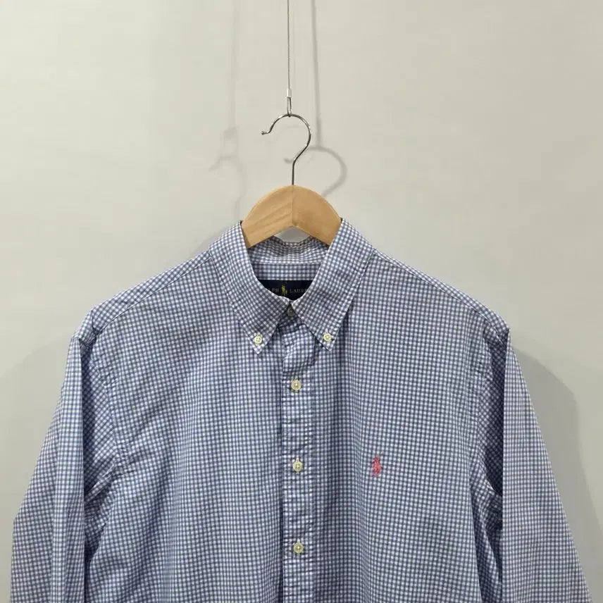 [BUNJANG] Polo Ralph Lauren Gingham Check Button-Down Shirt / 폴로랄프로렌 버튼다운 블루 깅엄체크 셔츠 L