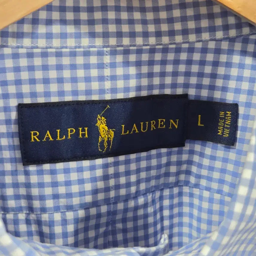 [BUNJANG] Polo Ralph Lauren Gingham Check Button-Down Shirt / 폴로랄프로렌 버튼다운 블루 깅엄체크 셔츠 L