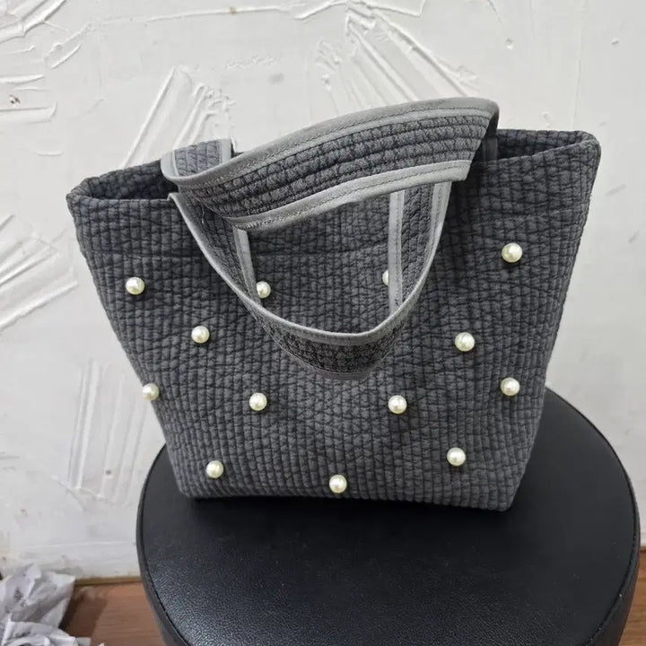 [BUNJANG] Quilted Pearl Point Tote Bag / 누빔 진주포인트 가방