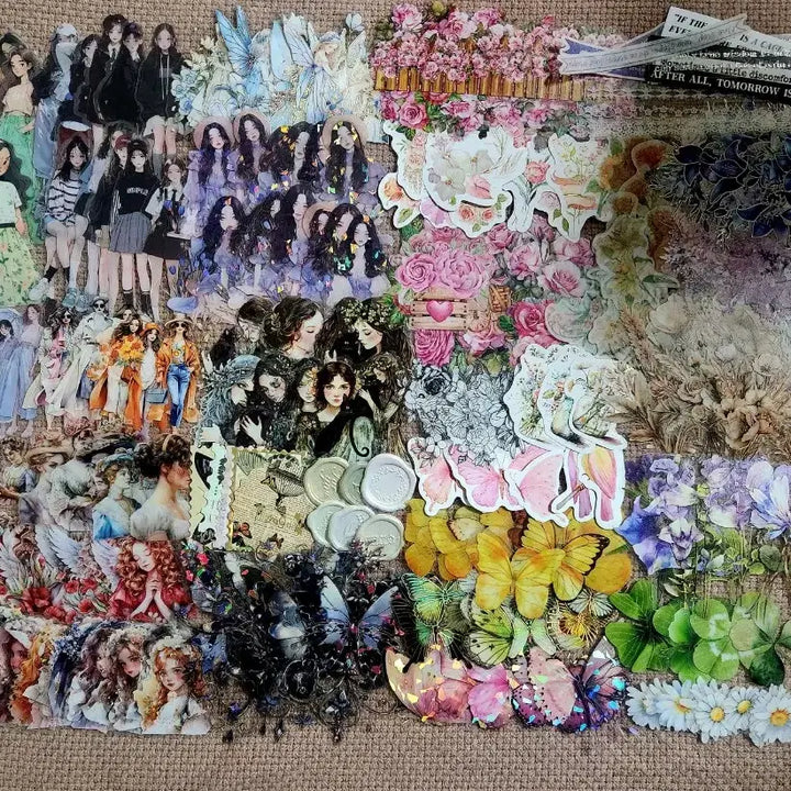 [BUNJANG] Vintage Scrapbooking Bundle Set (1,500 Sheets) & Leather Storage Pouch / 빈티지다꾸 가죽보관함(미개봉 새제품)&소분1,500장(새상품4개포함)