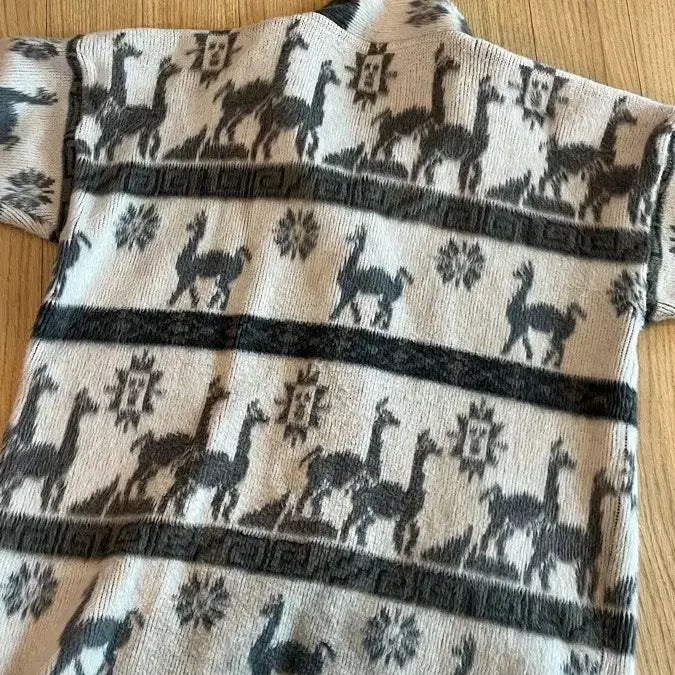[BUNJANG] Vintage Alpaca Pattern Zip-Up Jacket / 빈티지 알파카 패턴 집업