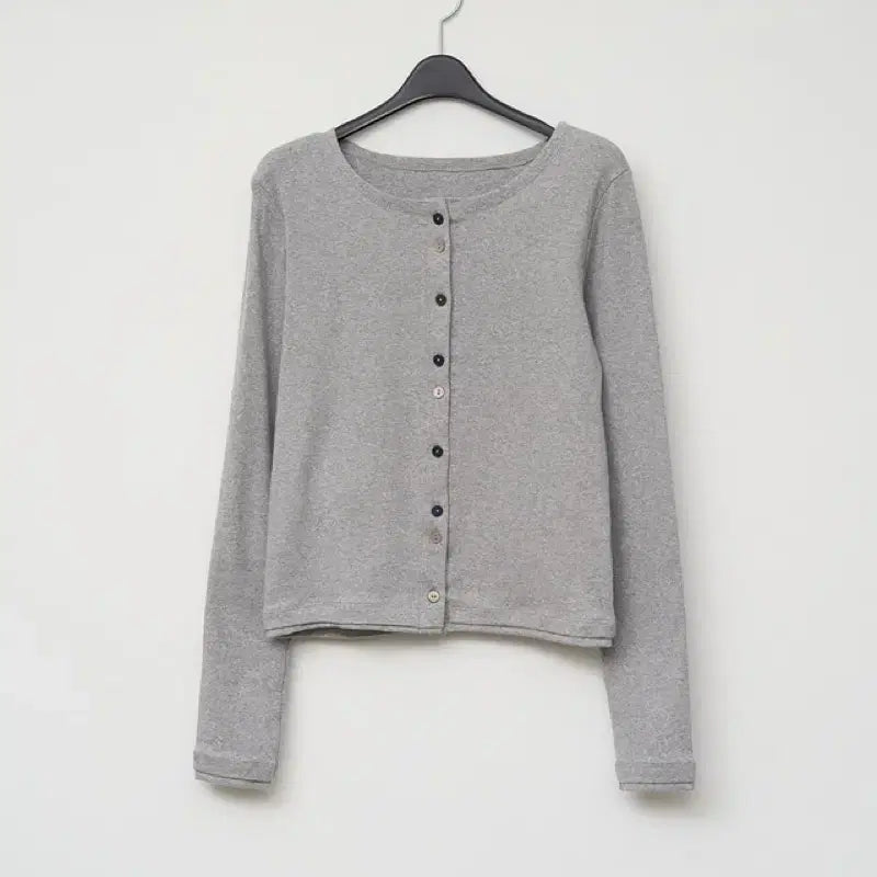 [BUNJANG] NewNew Double Button Round Cardigan Gray / 뉴뉴 더블 버튼 라운드 가디건 그레이