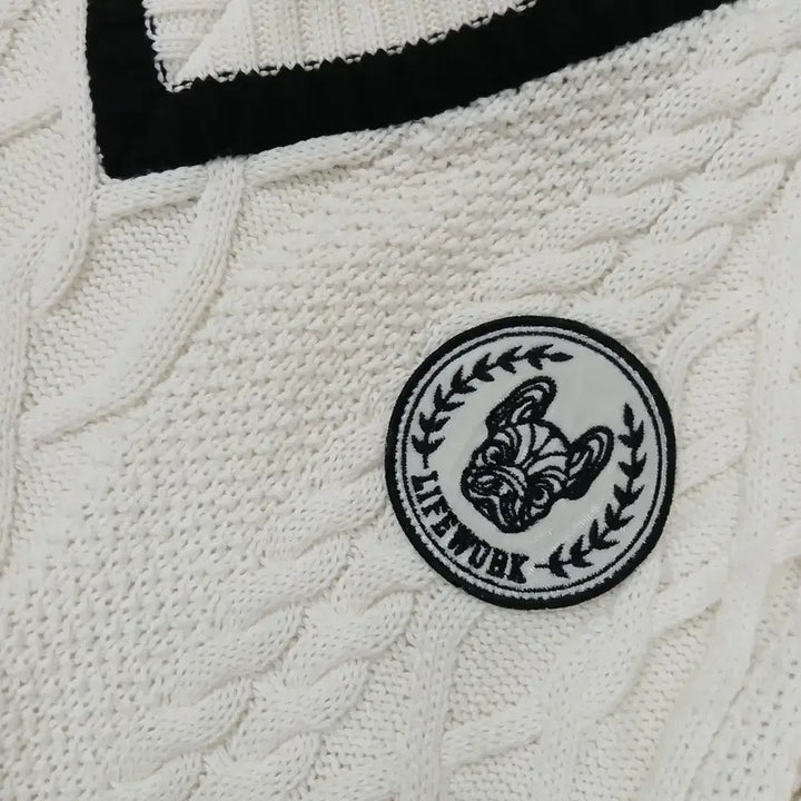 [BUNJANG] LifeWork V-Neck Cable Knit Ivory Sweater / 라이프워크 V넥 케이블 니트 아이보리 정품 105~110