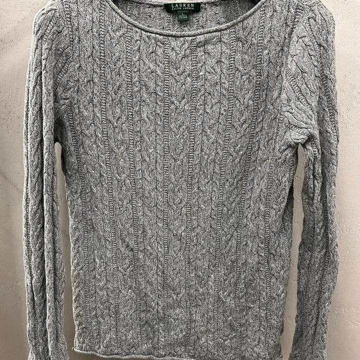 [BUNJANG] Cable Knit Sweater Gray L / 랄프로렌 케이블 니트 그레이 L