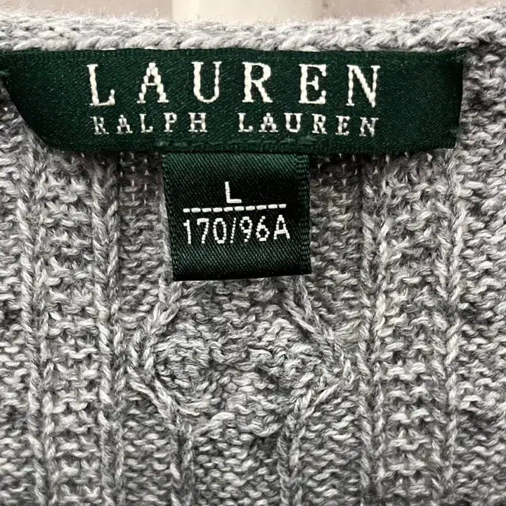 [BUNJANG] Cable Knit Sweater Gray L / 랄프로렌 케이블 니트 그레이 L