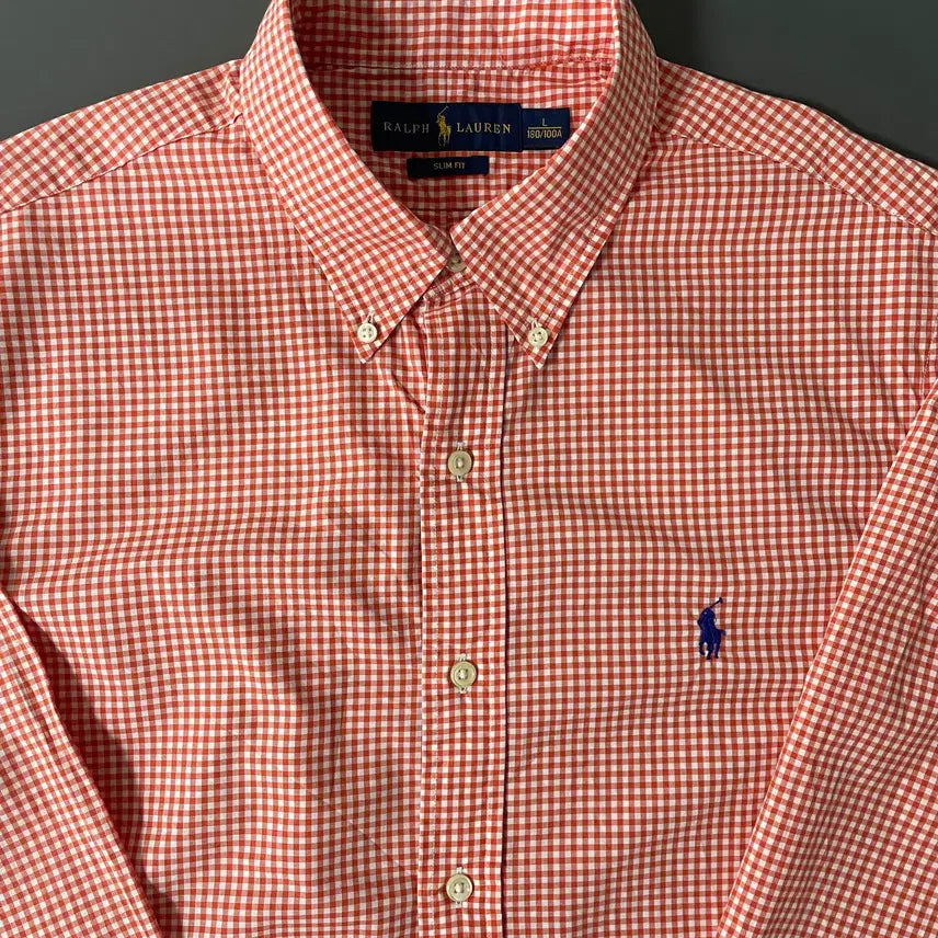 [BUNJANG] Polo Ralph Lauren Cotton Gingham Shirt / [L] 폴로 랄프로렌 자수로고 코튼 깅엄 셔츠 슬림핏