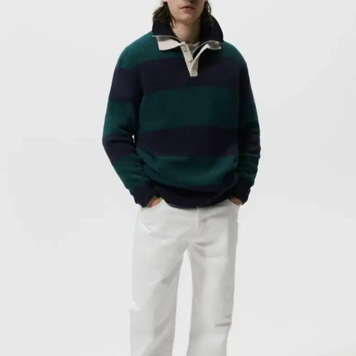 [BUNJANG] ZARA Striped Polo Knit / 자라 스트라이프 폴로 니트