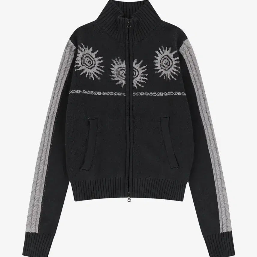[BUNJANG] A.KHAM Sun Jacquard Zip-Up Sweater / 아캄 Sun Jacquard Zip-Up Sweater (Dark Gra