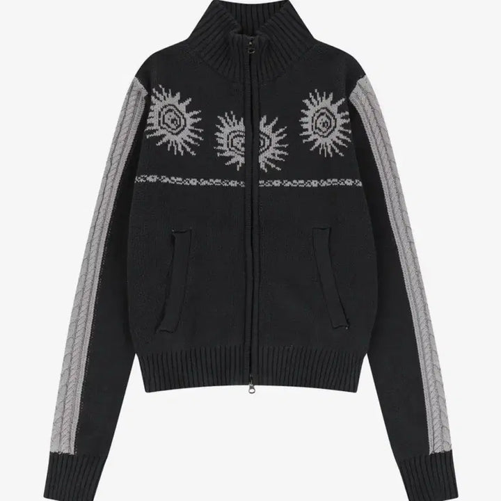 [BUNJANG] A.KHAM Sun Jacquard Zip-Up Sweater / 아캄 Sun Jacquard Zip-Up Sweater (Dark Gra