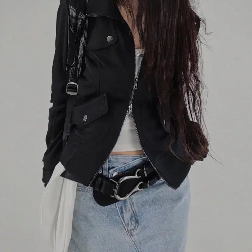 [BUNJANG] Chicwin Two-Way Collar Zip-up Jacket / 에이블리(시크윈) 투웨이 카라 집업자켓