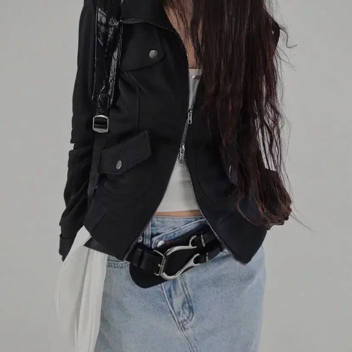 [BUNJANG] Chicwin Two-Way Collar Zip-up Jacket / 에이블리(시크윈) 투웨이 카라 집업자켓