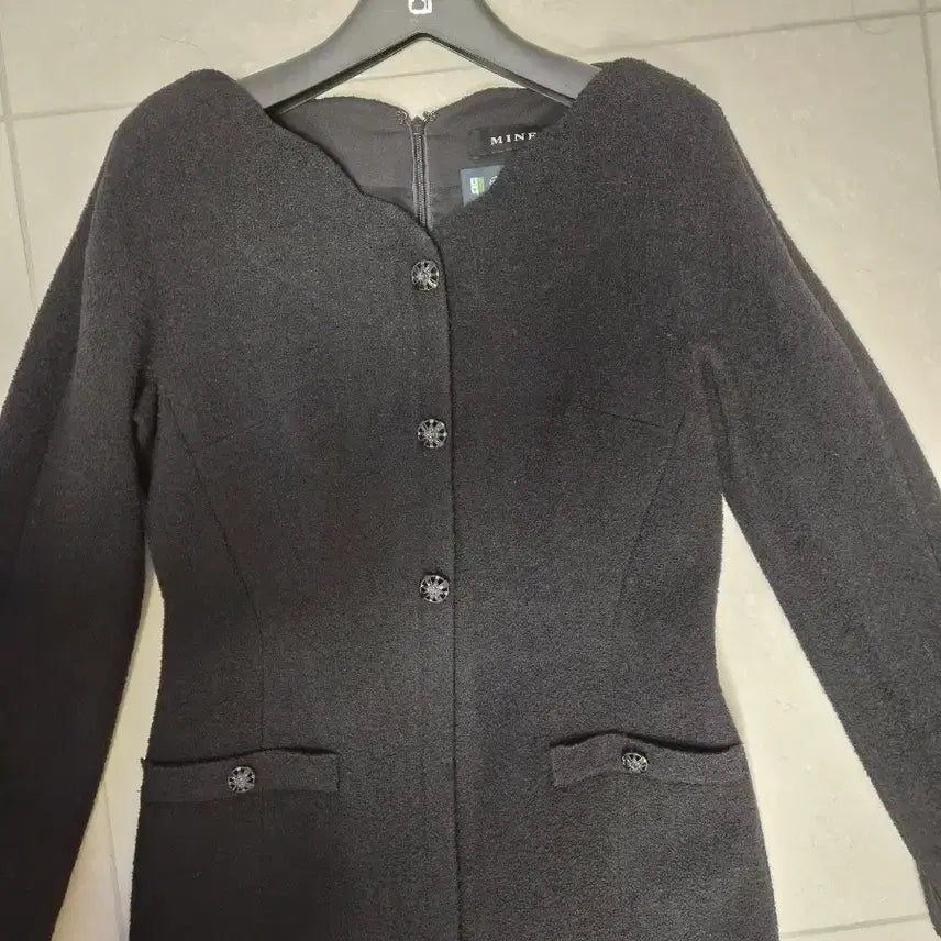 [BUNJANG] MIND Tweed Scallop Dress Black 55 Size / 한섬 마인  트위드 스캘럽 원피스 블랙 55사이즈. 백화점 메인상품