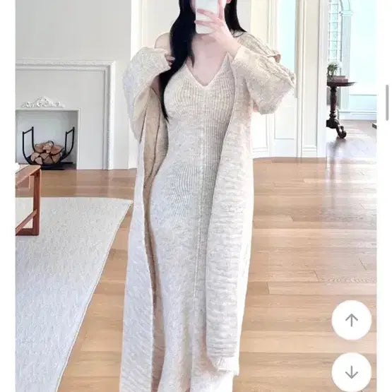 [SOLD OUT] 니트 롱 원피스 가디건 세트