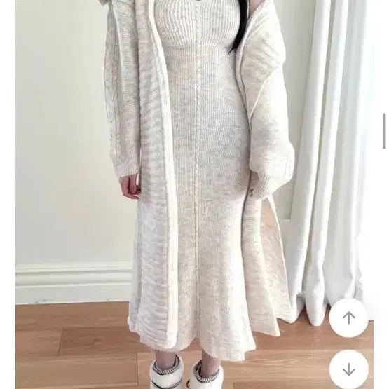 [SOLD OUT] 니트 롱 원피스 가디건 세트