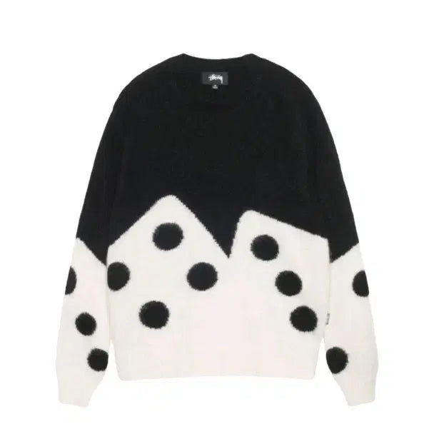 [BUNJANG] Stussy Dice Puffy Crew Knit Sweater Black S / STUSSY 스투시 다이스 퍼지 크루 니트 스웨터 블랙 S 판매합니다