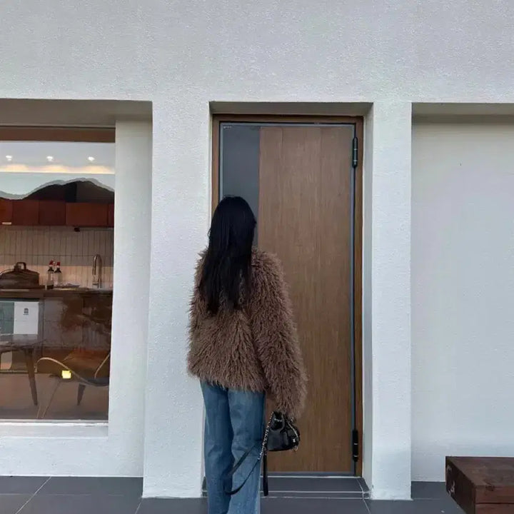 [BUNJANG] De Myn Long Hair Faux Shearling Fur Jacket / 드민 롱헤어 페이크퍼 시어링  퍼 자켓