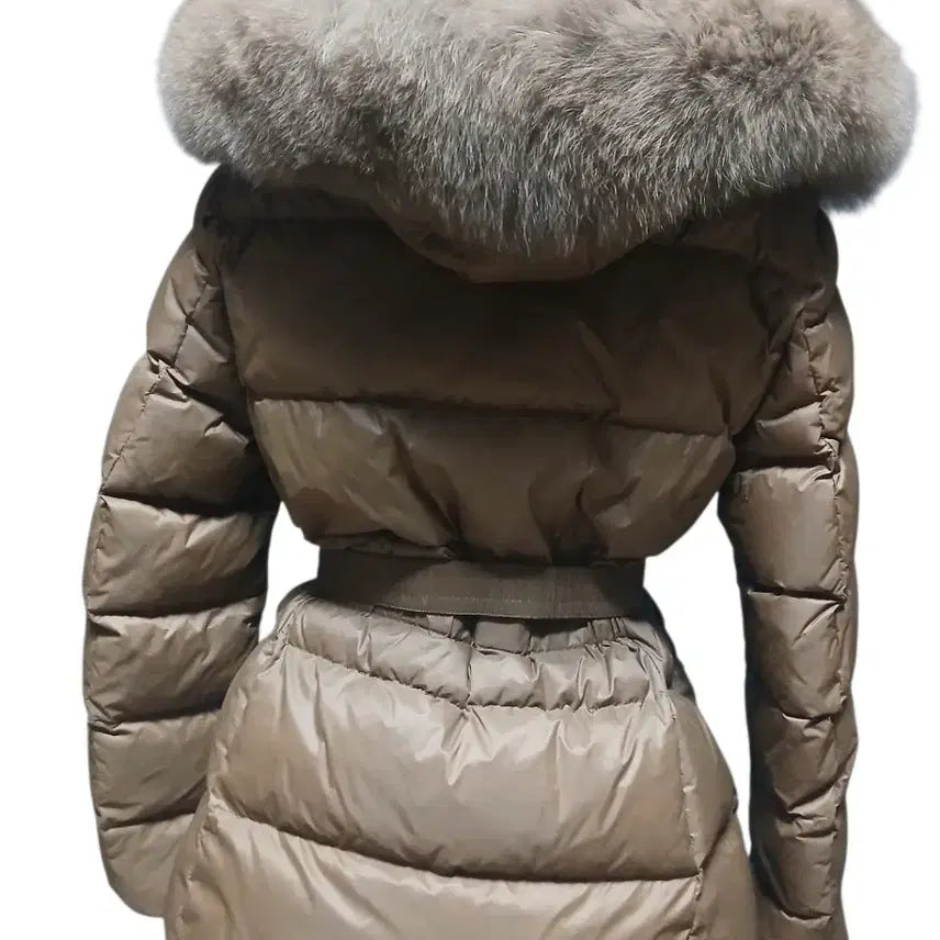 [BUNJANG] Fox Fur Belted Duck Down Short Padding / 블랙,브라운) 폭스퍼 오리털 벨트 숏패딩