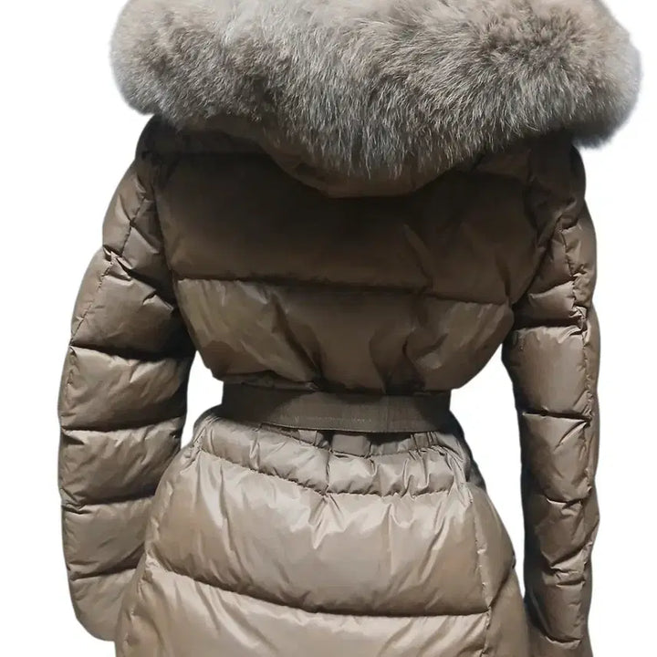 [BUNJANG] Fox Fur Belted Duck Down Short Padding / 블랙,브라운) 폭스퍼 오리털 벨트 숏패딩