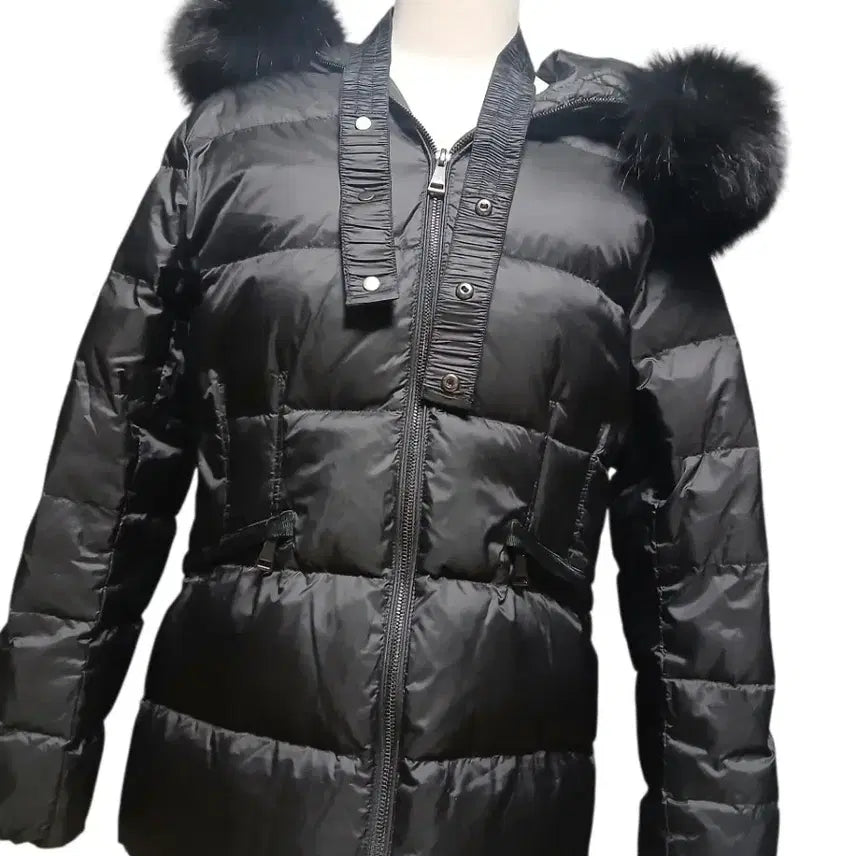 [BUNJANG] Fox Fur Belted Duck Down Short Padding / 블랙,브라운) 폭스퍼 오리털 벨트 숏패딩