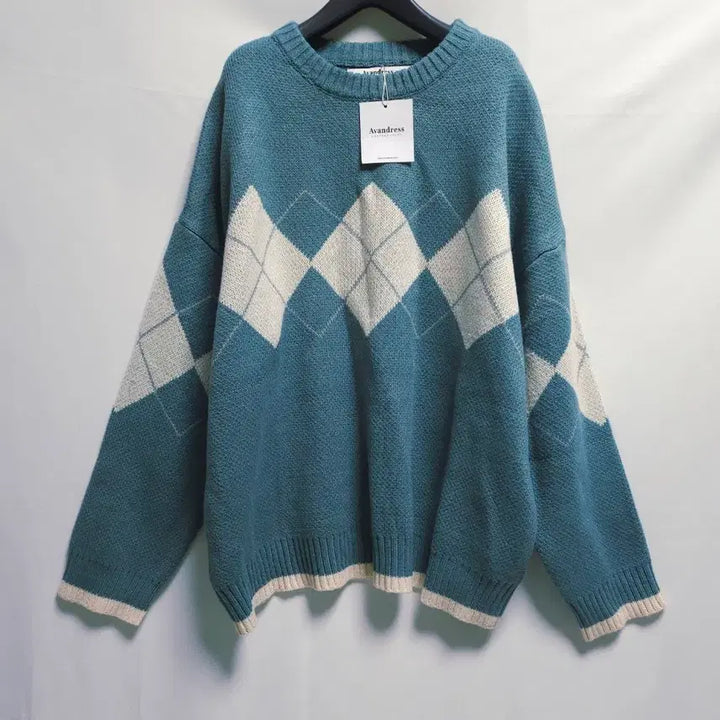 [BUNJANG] Avandress Argyle Knit Mint Unisex / Avandress 아반드레스 아가일 니트 민트 남녀공용 새상품