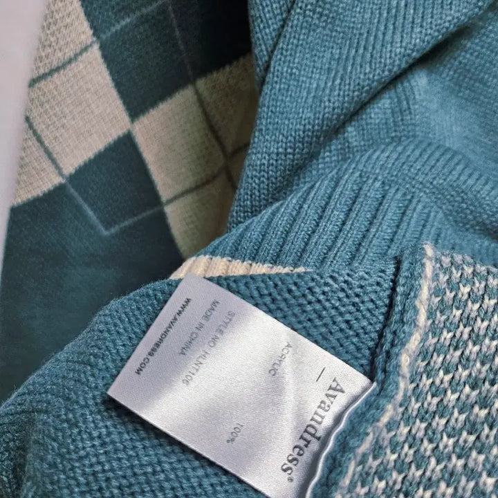 [BUNJANG] Avandress Argyle Knit Mint Unisex / Avandress 아반드레스 아가일 니트 민트 남녀공용 새상품