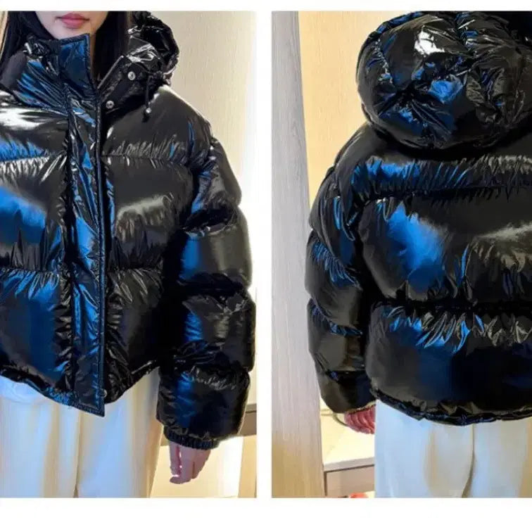 [BUNJANG] Glow Padded Jacket Black / 글로우 유광 패딩 블랙