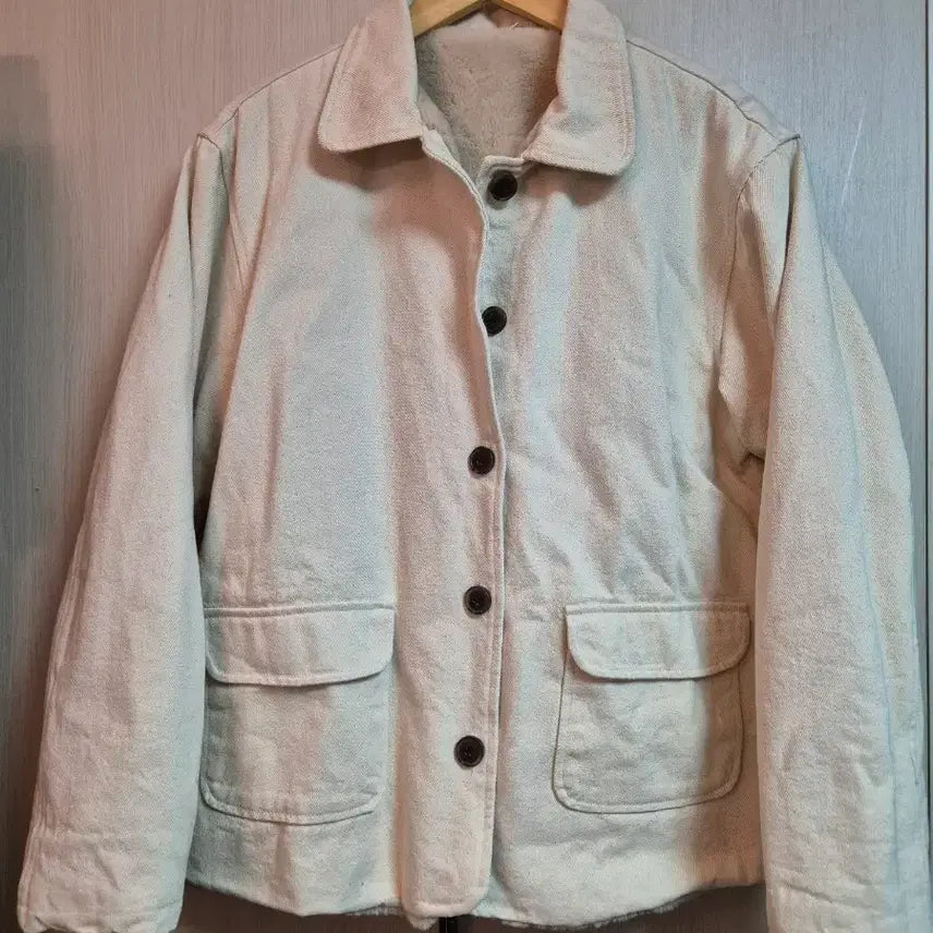 [BUNJANG] ITS MO Ivory Fur Lined Jacket / ITS MO 브랜드의 아이보리색 털 안감 자켓