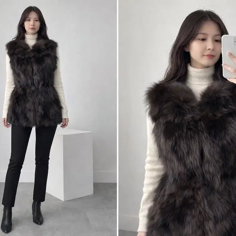 [BUNJANG] Real Fox Fur Vest - Luxury Winter Item / 리얼 폭스퍼 퍼베스트 / 고급모피 / 77사이즈 / 겨울명품템