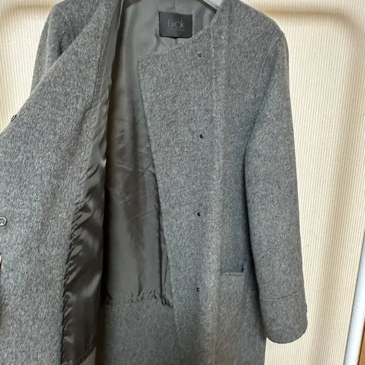 [BUNJANG] Wool Coat Gray F-Size / 울코트 F사이즈 (주머니 밍크 탈부착가능)