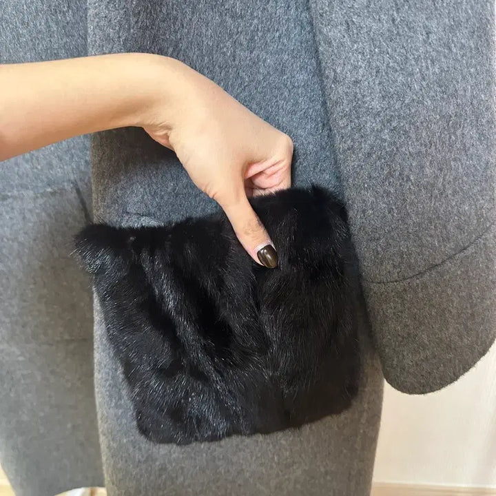 [BUNJANG] Wool Coat Gray F-Size / 울코트 F사이즈 (주머니 밍크 탈부착가능)