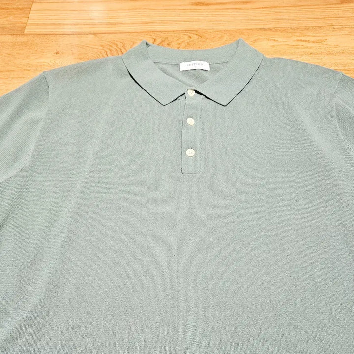 [BUNJANG] Edition Collar Neck Short Sleeve Knit Mint 110 / 에디션 카라넥 반팔 니트 민트 110