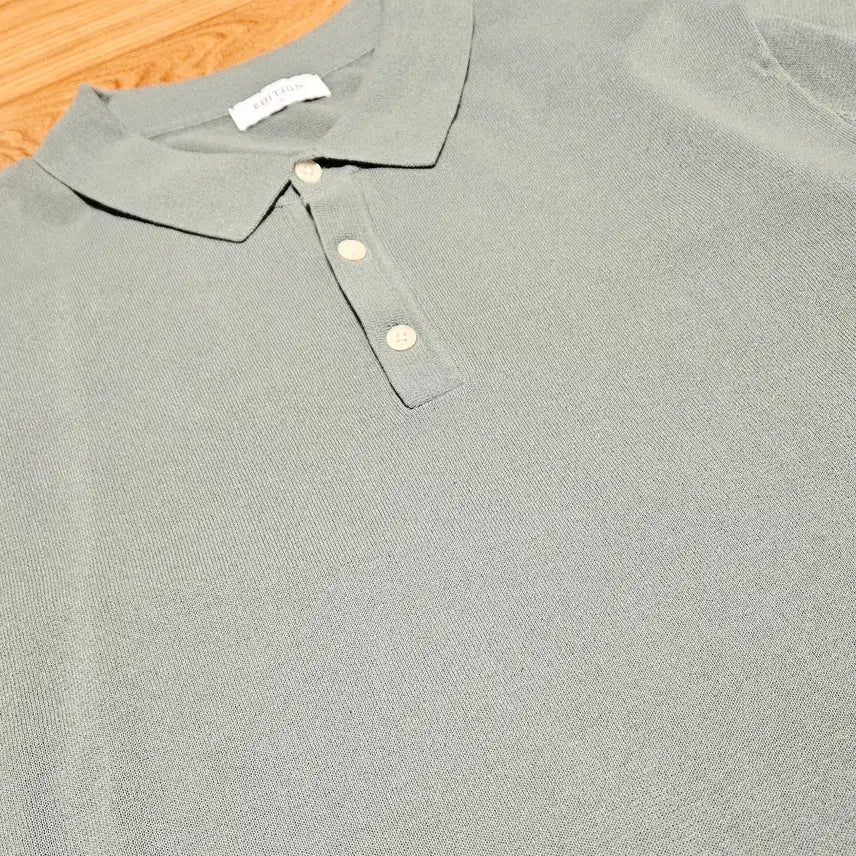 [BUNJANG] Edition Collar Neck Short Sleeve Knit Mint 110 / 에디션 카라넥 반팔 니트 민트 110