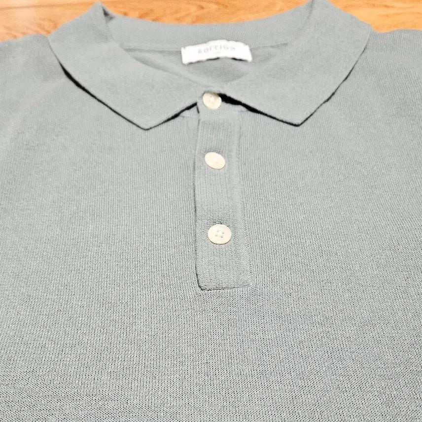 [BUNJANG] Edition Collar Neck Short Sleeve Knit Mint 110 / 에디션 카라넥 반팔 니트 민트 110