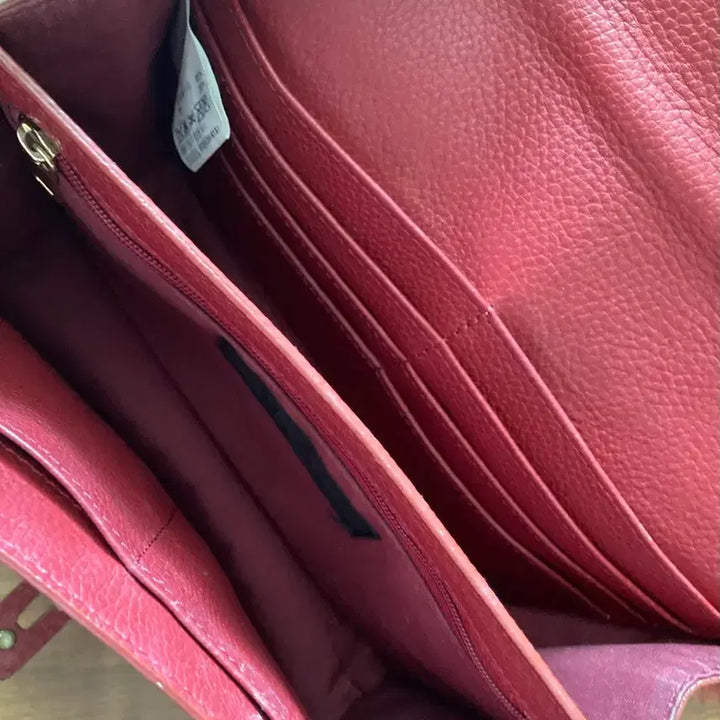 [BUNJANG] MINE Red Leather Shoulder Bag + Pompom Keychain / 마인 레드 가죽 숄더백 + 폼폼이 키링  택포35000