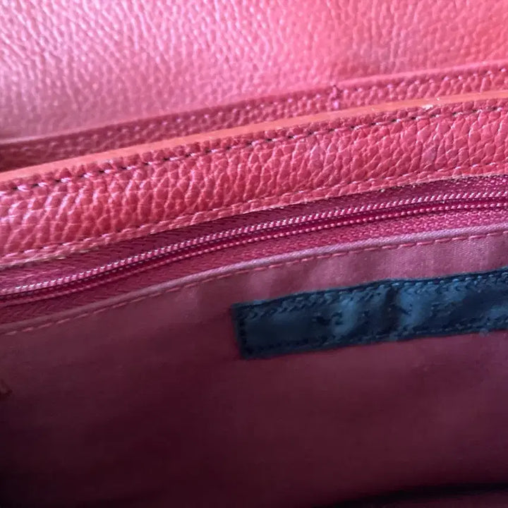 [BUNJANG] MINE Red Leather Shoulder Bag + Pompom Keychain / 마인 레드 가죽 숄더백 + 폼폼이 키링  택포35000