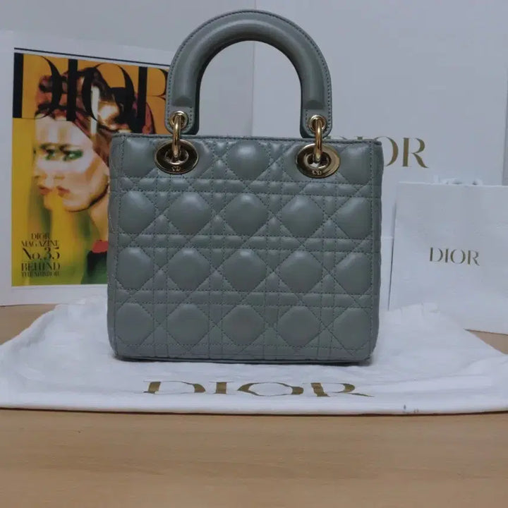 [BUNJANG] Dior Lady Dior Small Stone Gray Handbag / 디올 레이디백 스몰 스톤 그레이