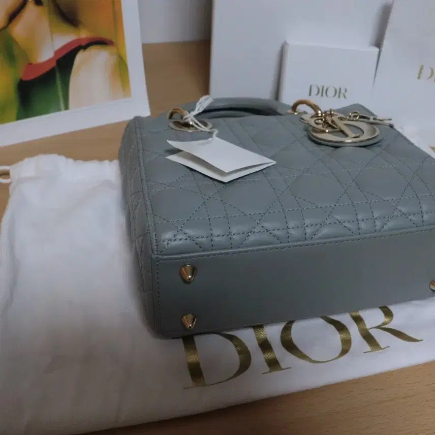 [BUNJANG] Dior Lady Dior Small Stone Gray Handbag / 디올 레이디백 스몰 스톤 그레이