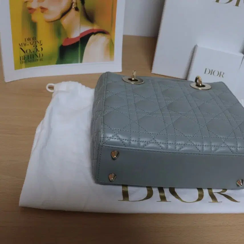 [BUNJANG] Dior Lady Dior Small Stone Gray Handbag / 디올 레이디백 스몰 스톤 그레이